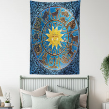 Zodiac Signs Circle Sun Tapestry