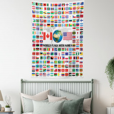 World Flags with Names Tapestry