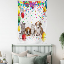 Cat and Dog Party Tapestry