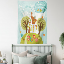 Fairytale Cartoon with Words Tapestry