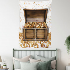 Wealth Themed Gold Coins Tapestry