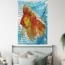 Stained Glass Mosaic Fish Art Tapestry