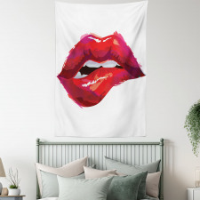 Woman Biting Lips Tapestry