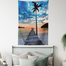 Rustic Jetty on Calm Water Tapestry