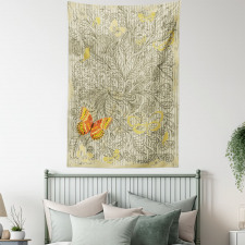 Botanical Leafy Butterfly Tapestry