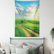 Grassy Hill Sky Pathway Tapestry