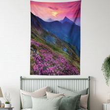 Floral Mountains Dusk Tapestry