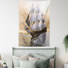 Ship Sailing on Ocean Tapestry