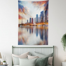 Buildings Dawn Reflection Tapestry