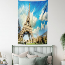 Eiffel Tower Autumn Trees Tapestry