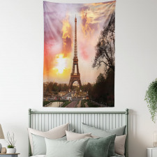 Parisian Cityscape at Sunset Tapestry