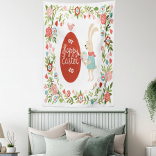Egg Bunny Bloom Floral Frame Tapestry
