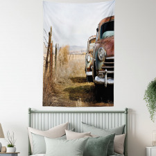 Rusty Trucks Rural View Tapestry