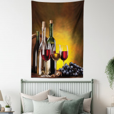 Grapes Bottles and Glasses Tapestry