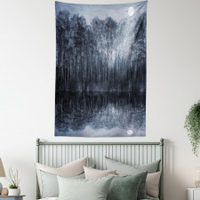 Night Woodland by the Lake Tapestry