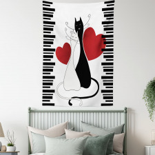 Romantic Couple Pet Kitten Tapestry