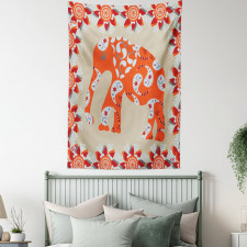 Orange Flower Blossoms Tapestry