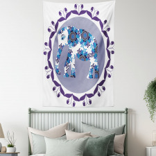 Elephant with Tulips Pattern Tapestry