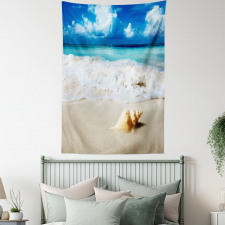 Nautical Sunny Coastline Tapestry