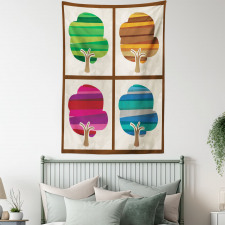 Striped Fall Silhouettes Tapestry