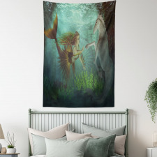 Mermaid with Seahorse Tapestry