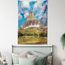 Rugged Peak and Cloudy Sky Tapestry