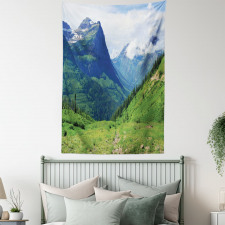 Summer Cloudy Peaks and Grass Tapestry