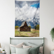 Rustic Wooden Cottage View Tapestry