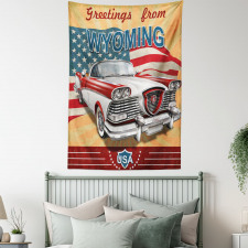 Vintage Car and Greetings Tapestry