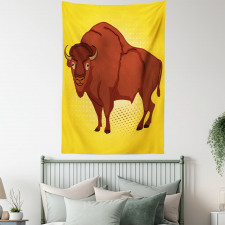 Comic Book Drawn Bison Tapestry