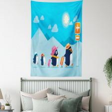 Funny Penguin Family Trip Tapestry