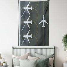 Landed Parked Airplanes Tapestry