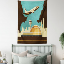 Airfield Plane and City Tapestry