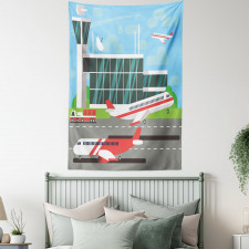 Departure Plane from Runway Tapestry