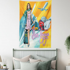 Retro Passenger Woman Art Tapestry