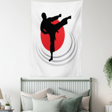 Man Karate Kick Silhouette Tapestry