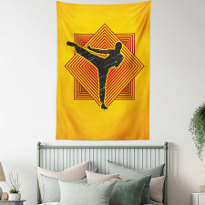 Grunge Kicking Man Squares Tapestry