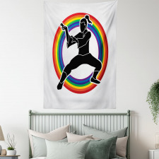 Karate on Rainbow Circle Tapestry