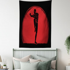 Man Silhouette Pose Round Tapestry