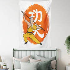 Shaolin Monk in Wushu Pose Tapestry