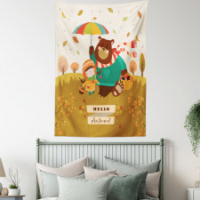 Hello Autumn Cartoon Tapestry