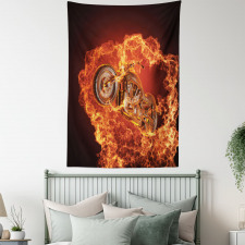 Motorbike in Fire Tapestry