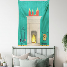 Classic Log Fire Candles Tapestry