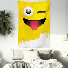 Winked Tongue Smiley Tapestry