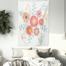 Pastel Folkloric Flowers Tapestry