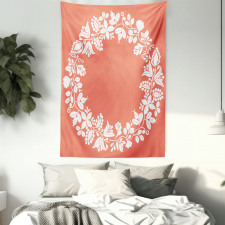 Monochrome Botany Wreath Tapestry