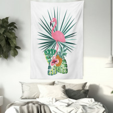 Pineapple Flamingo Botany Tapestry