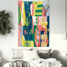 Abstract Modern Food Tapestry