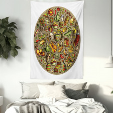 Colorful Doodles in Square Tapestry