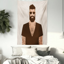 Tattooed Hipster Cartoon Tapestry